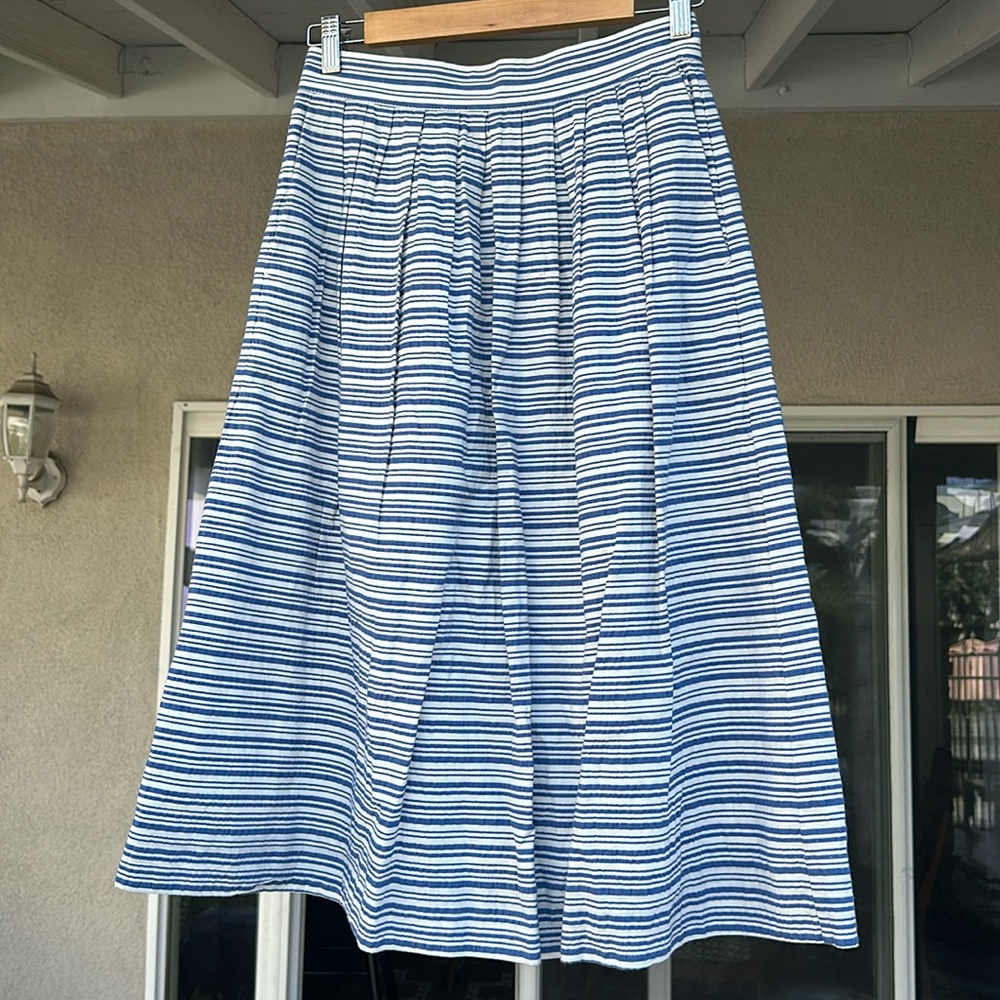 J. Crew seersucker midi skirt